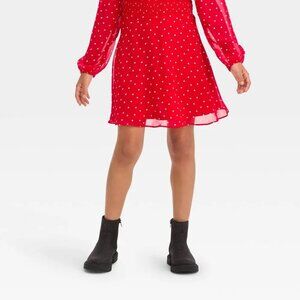 Art Class Girl's Red & White Polka Dot Chiffon lined Skirt size M 8 NEW
